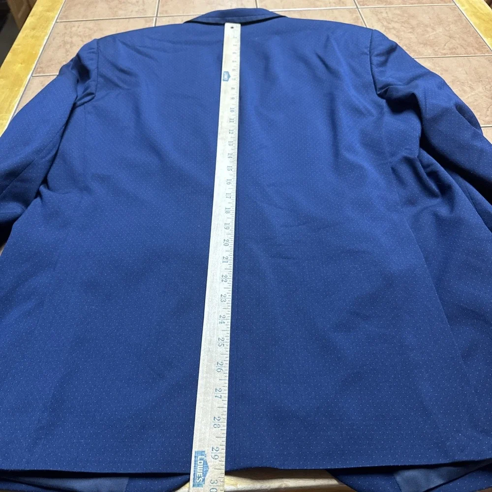 Savile Row Tip Off‎ Blazer Sport Coat Suit Jacket Size 42R Navy Blue Polka Dots